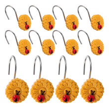 unbranded 12 Pcs Ladybug Shower Curtain Hook Nozzle Rings with Clips Rod Hooks