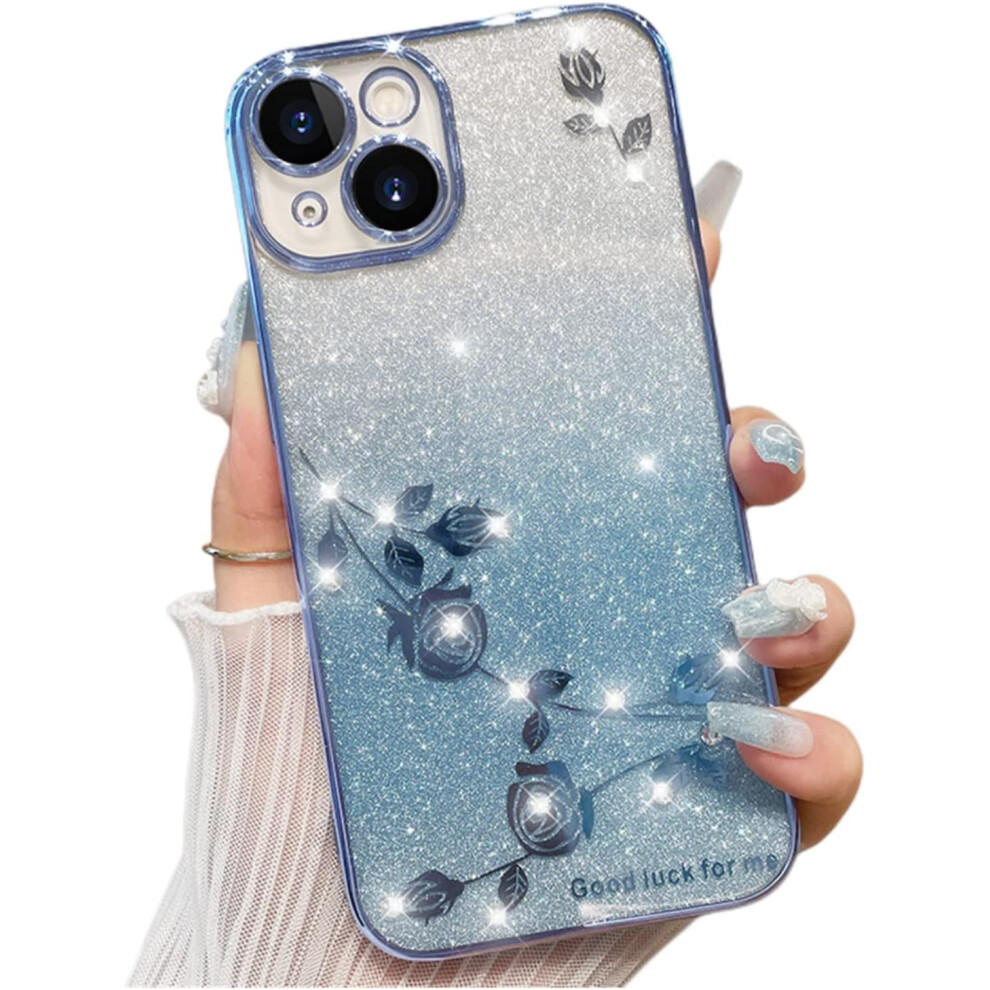 Gradient Glitter Rose Flower Phone Case For Compatible With Samsung Galaxy S21 Fe – Soft Silicone, Shiny Bling Back Cover With Precise Cutouts & 9405492448469