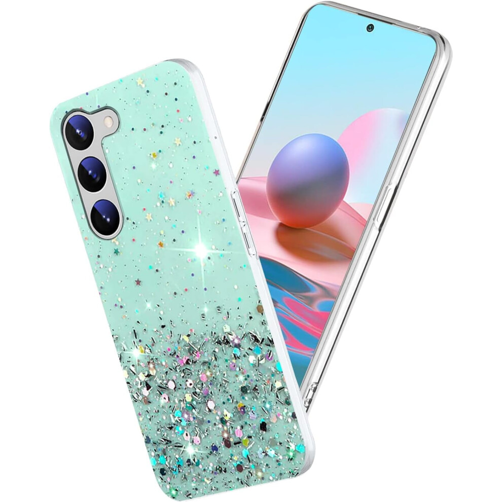 Clear Glitter Silicone Case For Samsung S23 Plus – Sparkle Pink, Shockproof, Thin Cover (Green), Compatible With Samsung S23 Plus Pink,Green 9180333267118