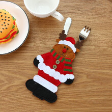 4Pcs Christmas Cutlery Holder Bags – Santa Theme, Compatible with Standard Knives & Forks, Xmas Table Decor