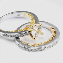 925 Sterling Silver Plating Women Crystal Ring Sets Rings Men Rings Lovers J021-6