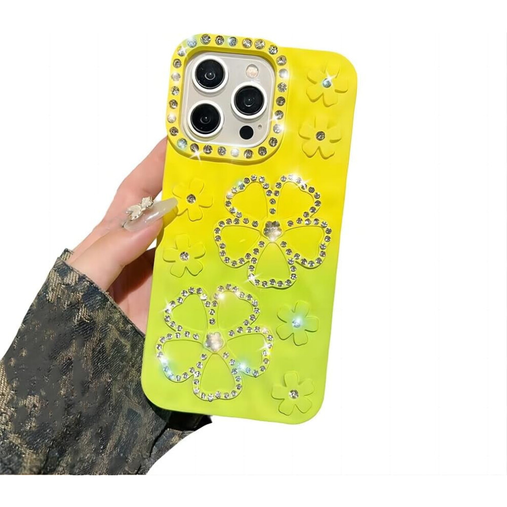 Luxury Glitter Flower Gradient Soft Shockproof Iphone Case (, Compatible With Iphone 15) Yellow 9180333267422