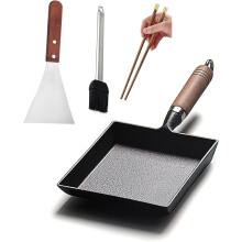 Tamagoyaki Japanese Omelette Pan Cast Iron Wooden Handle 97 inch