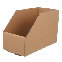 unbranded Corrugated Paper Storage Basket Stackable Shelves Desktop Light Brown