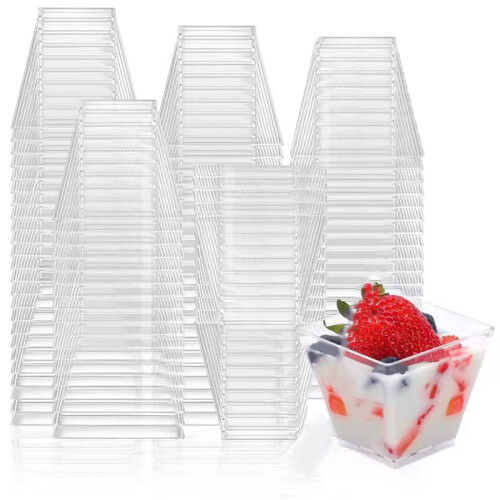 100/50Pack2OZ Μίνι ποτήρια επιδόρπιο στυλ κουταλιού χωρίς στυλ κουταλιού για πάρτι