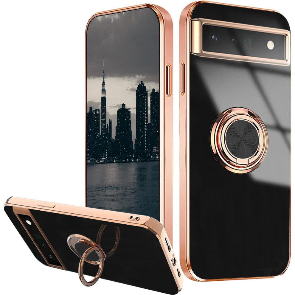 Compatible With Google Pixel 6A Case: Magnet Ring Holder, Shockproof Silicone Slim Cover Green 9180333268047