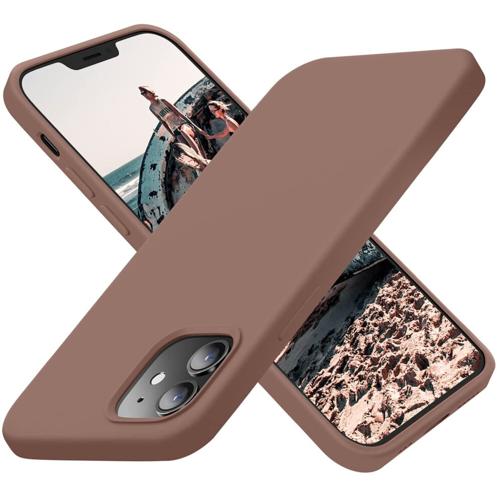 Silicone Shockproof Iphone 12 & Iphone 12 Pro Case, 6.1", Soft Microfiber Lining, Light Brown 9044386839947