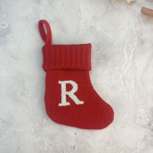 Woolen Letter Christmas Stocking Ornament, Holiday Fireplace Hanging Decor, Candy Gift Stocking – Compatible with Xmas Decor