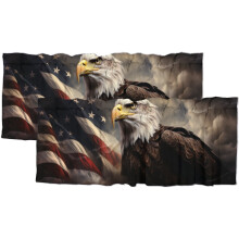 Eagle Curtains Valances for Home Decor USA Flag Bald Eagle American Theme Window Treatment Valance Curtains for Bathroom 54 by 18 in, 2 Panel