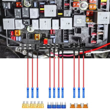 12V Car Add-a-Circuit Fuse Adapter – Standard/Mini TAP Blade, 10-Pack, 3 Types, 2-Yr Warranty, Blue/Red/Black