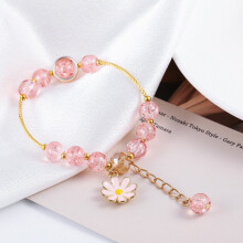 Krystallstensarmbånd, blomsterperler med strass, håndlaget jordbærdesign – kompatibel med festgaver, 1 stk.