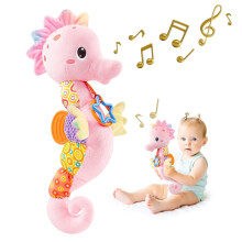 Musikalisches Kuscheltier für Babys mit Knister-, Rassel- und verschiedenen Texturen – Geeignet für die Bauchlage bei Neugeborenen von 0-12