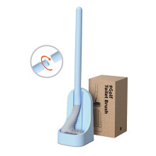 Cepillo de inodoro de silicona con mango largo, montaje en pared, limpieza sin rincones difíciles, cerdas de TPR: compatible con soportes estándar.