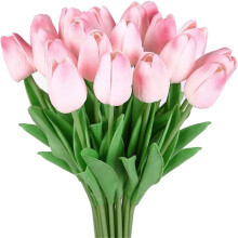 Műtulipánok, Művirágok, Műtulipánok esküvői csokorhoz, 20 db, Rózsaszín
