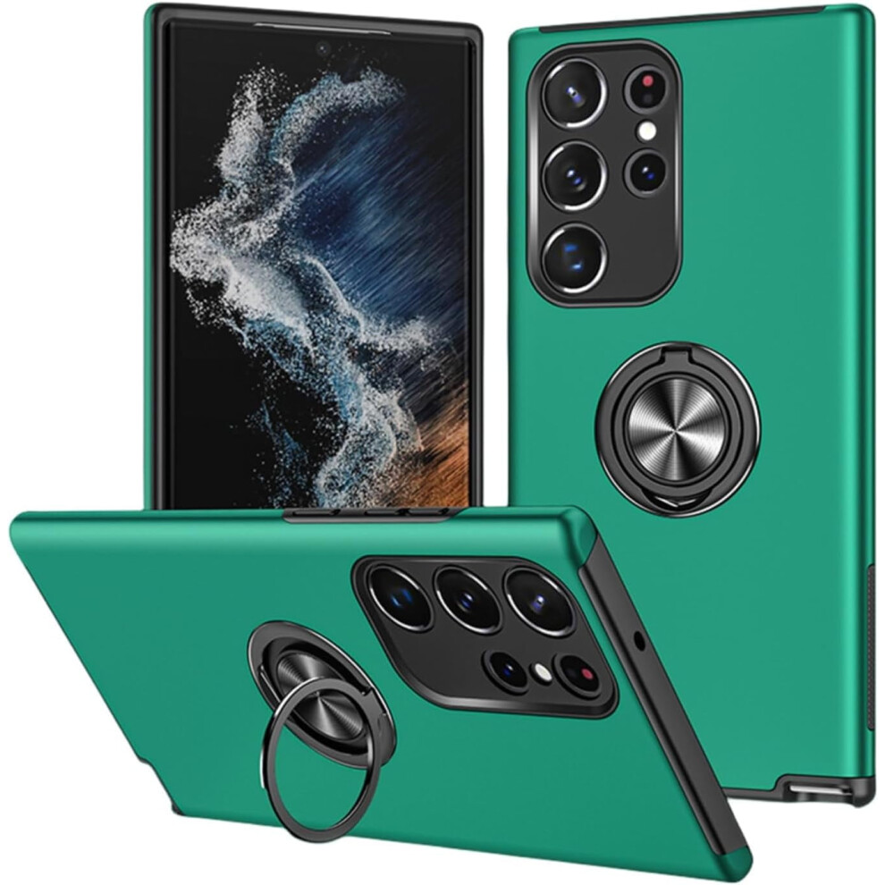 Rugged Tpu+Pc Phone Case For Compatible With Samsung Galaxy A12/A22/A32/A42 4G/5G Â Camera Protection & Hidden Finger Ring Green 9180333268269