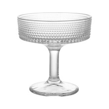8 Oz Vintage Textured Coupe Glasses - Art Deco Crystal Cocktail Glassware for Champagne, Dessert, and Cosmopolitan
