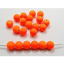 100 cuentas redondas acrílicas de neón fluorescente de 10 mm (3/8") con acabado en tono caucho. Color naranja a elegir.
