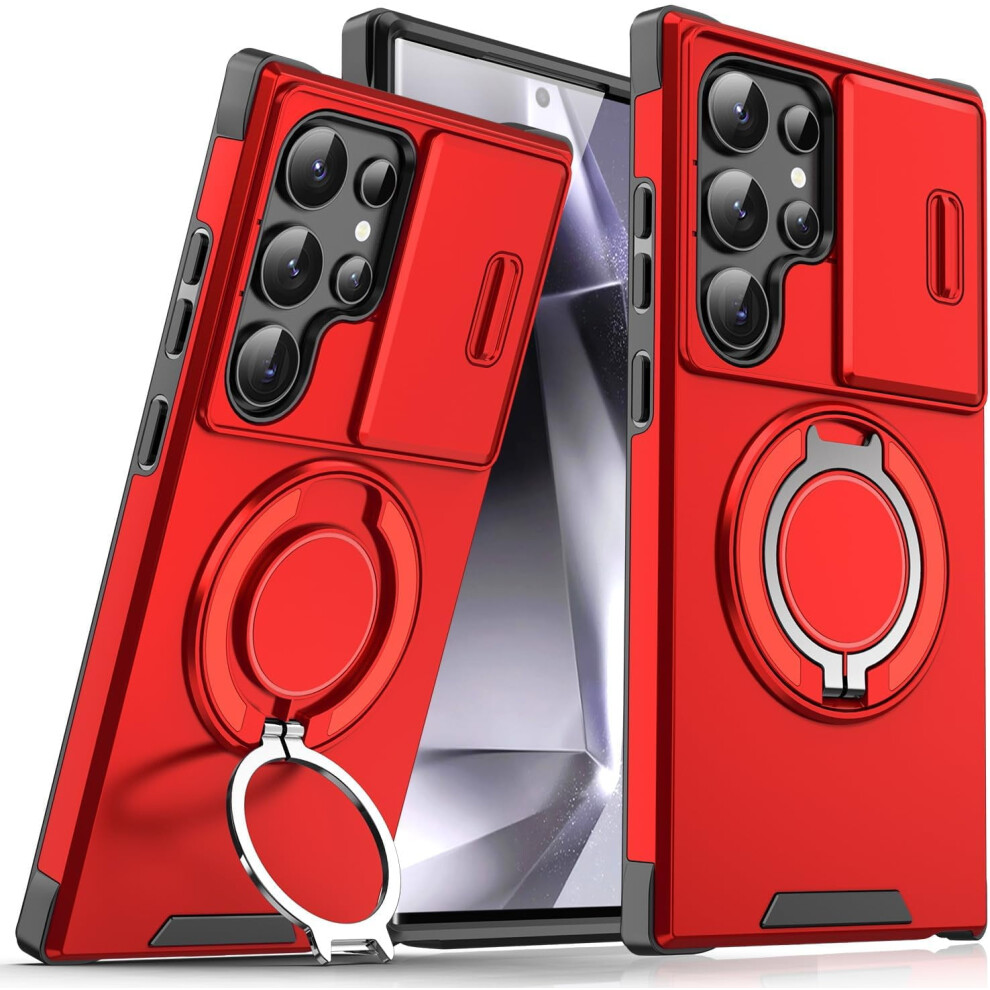 Military-Grade Case For Galaxy S25 Ultra: Shockproof Tpu+Pc With Kickstand, Magnetic Rotating Ring HolderâCompatible With Samsung Galaxy S25 Ultra 9180333269211
