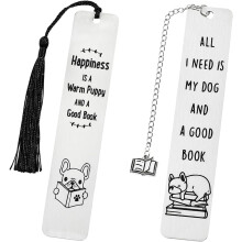 2Pcs Funny Dog Paw Bookmarks – Stainless Steel, Compatible with All Books, Gifts for Dog Lovers & Bookworms