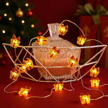 9.8Ft LED Christmas Lights String Atmospheres Snowman Bells Christmas Tree Decorations Christmas Decorative Copper Lights String(Orange)