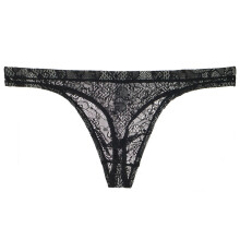 Men's Lace Thongs Underwear Low Waist G-String Thong Mesh Temptation Breathable Panties Black 2XL
