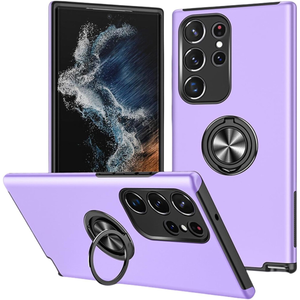 Rugged Tpu+Pc Phone Case Compatible With Samsung Galaxy A12/A22/A32/A42 4G/5G Â Camera Protection & Hidden Finger Ring Purple 9180333270408
