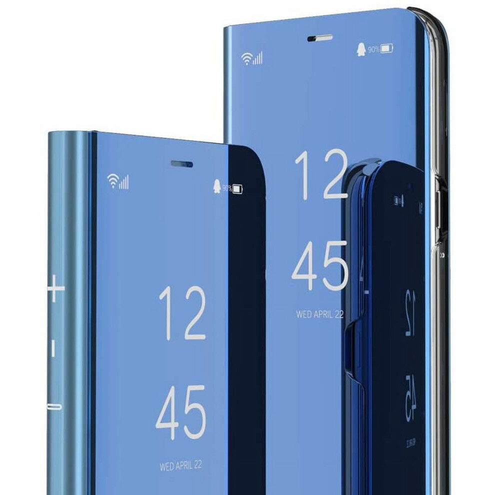 Clear View Mirror Flip Case For Samsung Galaxy A55 5G Â Bookstyle Leather, Kickstand, Shockproof, Luxury Qh Blue 9180333269648