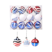 12PC 4th of July Balls 2.36Inch Independence Day Decoration Patriotic Hanging Ball Pendant Gift Ornaments Red White and Blue Tree Decorations
