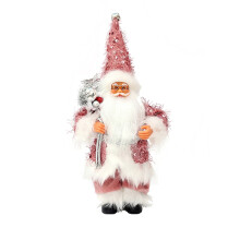 Small Santa Claus Figurines, Standing Statue Miniature Hanging Pendant, for Christmas Tree Fireplace Tabletop Centerpieces (Pink)