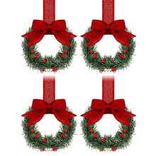 Christmas mini cabinet wreath with red berry and ribbon bow