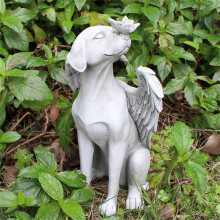 Engelhond gedenkbeeld – Hars ornament van een slapende hond ter nagedachtenis aan een overleden huisdier, grafmonument en rouwgeschenk, geschikt