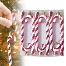 6Pcs Red Christmas Finial Ornaments 14x13cm Plastic Hanging Tree Decorations for Holiday Indoor Decor and Home Party
