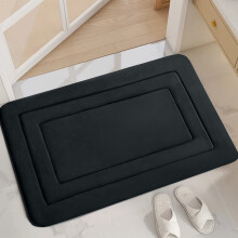 Tapis de bain floqué, absorbant et antidérapant, à motif géométrique en relief, 40 x 60 cm, noir, accessoires de salle de bain