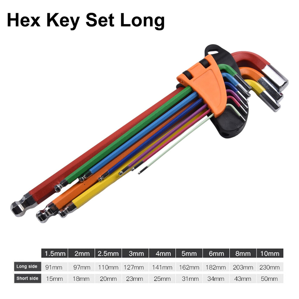 1.5-10Mm L Wrench Kit Short Long Hex Key Set Repair Tool Hexagon Spanner 9130661162333