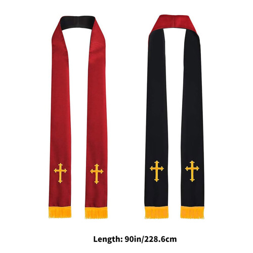 Religious Stole Embroidered Cross Pattern Adult Double Size 2