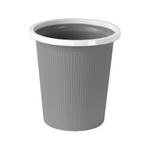 Poubelle en plastique de 23 cm pour la maison, élégante poubelle nervurée avec rebord, pour salon/chambre/salle de bain