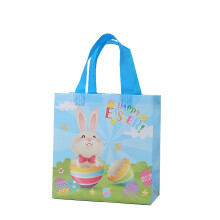 Easter Bunny Themed Reusable Non Woven Shopping Tote Bag for Groceries Kitchen and Giving Easter Decoration