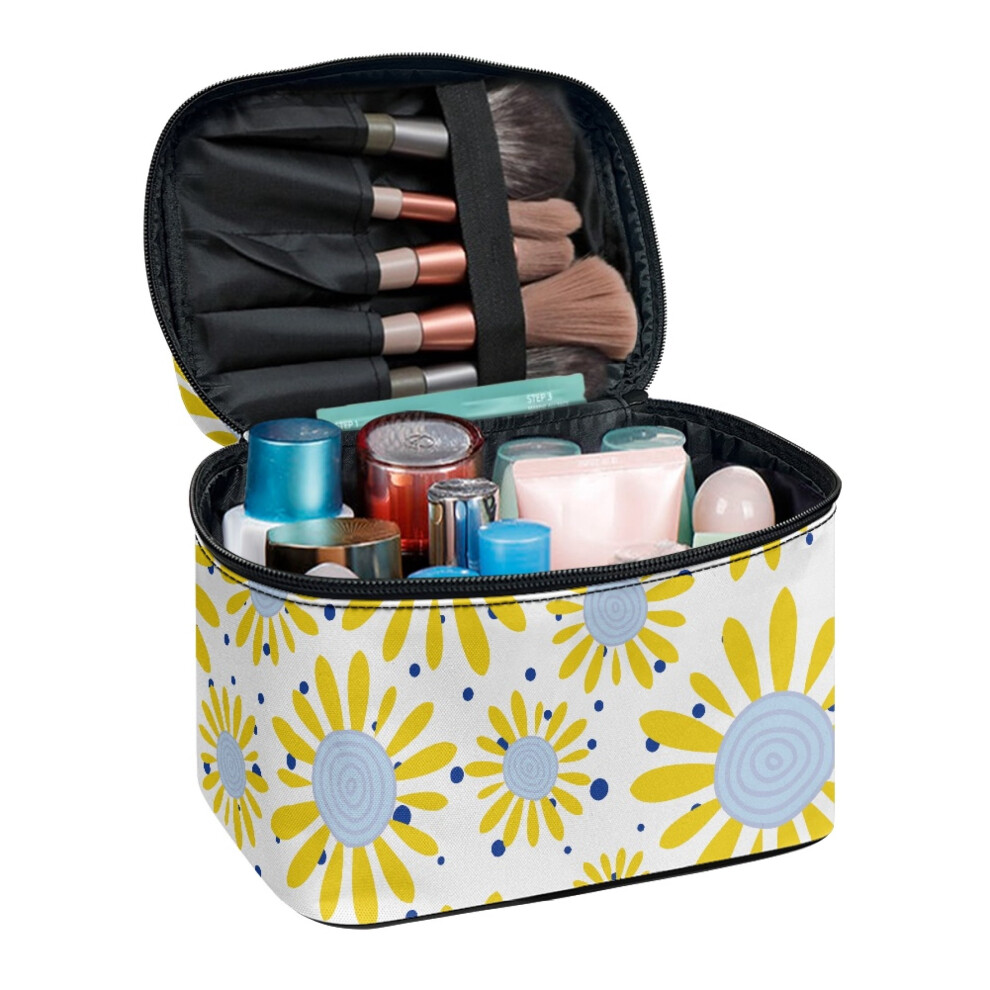 Travel Makeup Organizer Double Zipper Top-Handle Cosmetic Bag Space-Efficient Wide Open Portable Pouch Multi-Purpose 8.86 x 6.5 x 5.9 Inches