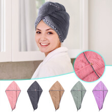 Hair Towel Wrap Turban Microfiber Drying Bath Shower Head Towel with Buttons, Quick Magic Dryer, Dry Hair Hat, Wrapped Bath Cap