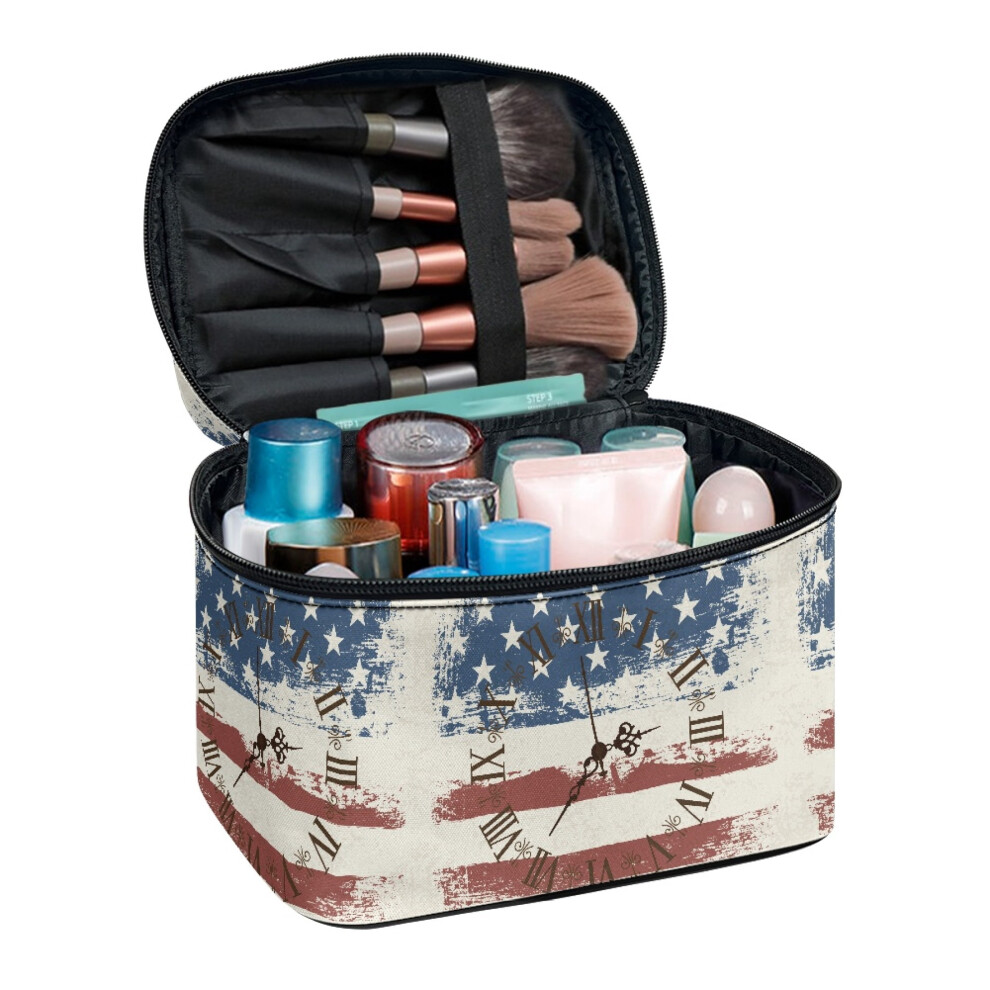 Travel Makeup Organizer with Brush Slots and Zipper