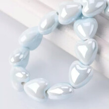 Heart Ceramic Beads for Jewelry Making 10mm Pale Blue 10pcs