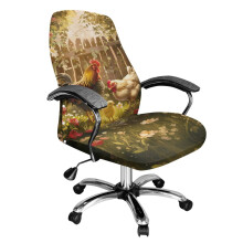 Stretch Office Chair Cover, Anti-Dust, Rotating, Machine Washable, Soft Spandex, L, Compatible with Rooster Chicken Field