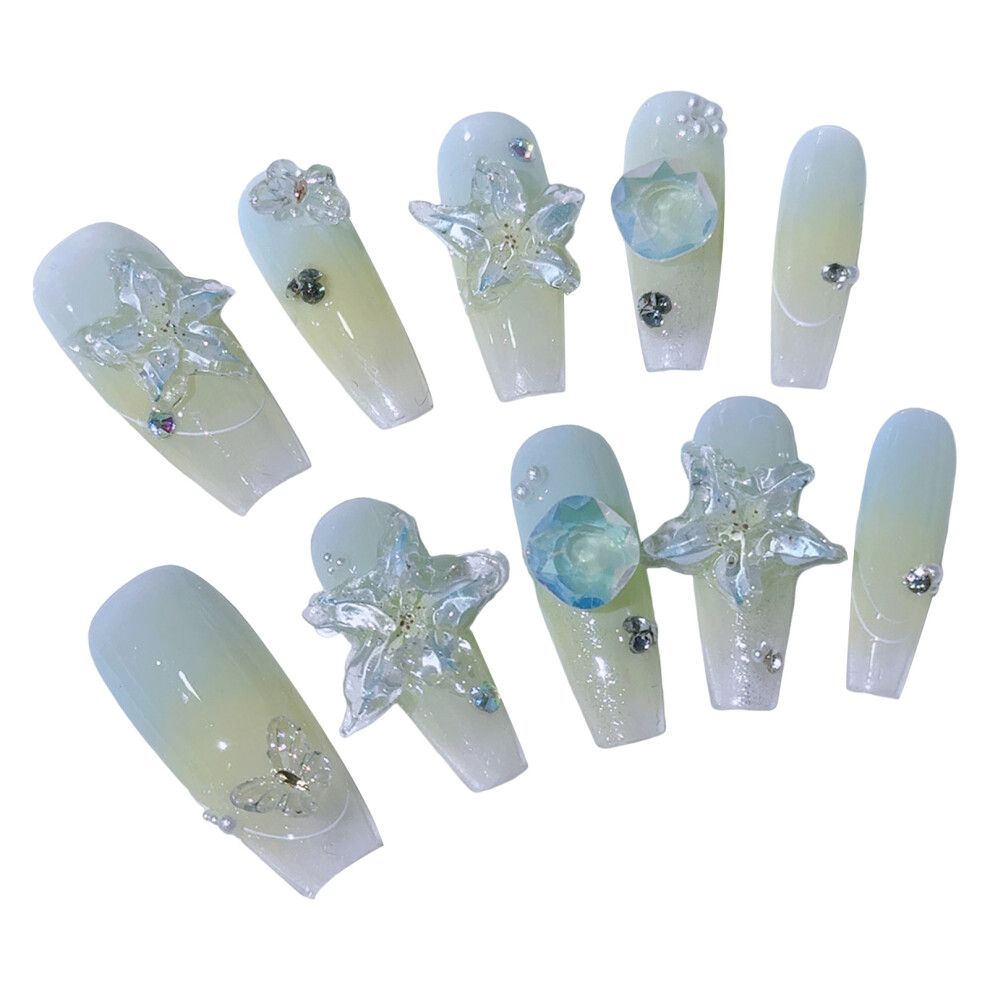 Dachuang Beauty Green (S) Gradient False Nails - Reusable Salon Nail Art