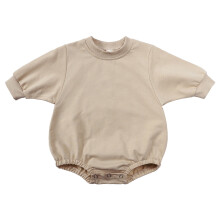 Combinaison-sweat pour bébé garçon/fille, en coton bio uni, manches longues, style bouffante, oversize, chaude, automne/hiver, kaki, 9-12 mois