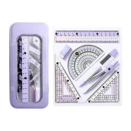 Ensemble de géométrie avec étui 8 pièces