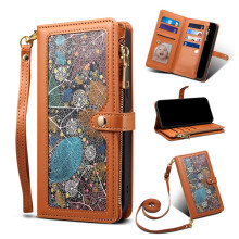 ESEBLE Leather Case for compatible with iPhone 16e – RFID Blocking, Multi-Card Holder, Zipper Bills Slot, Magnetic Detachable Lanyard & Wristlet,