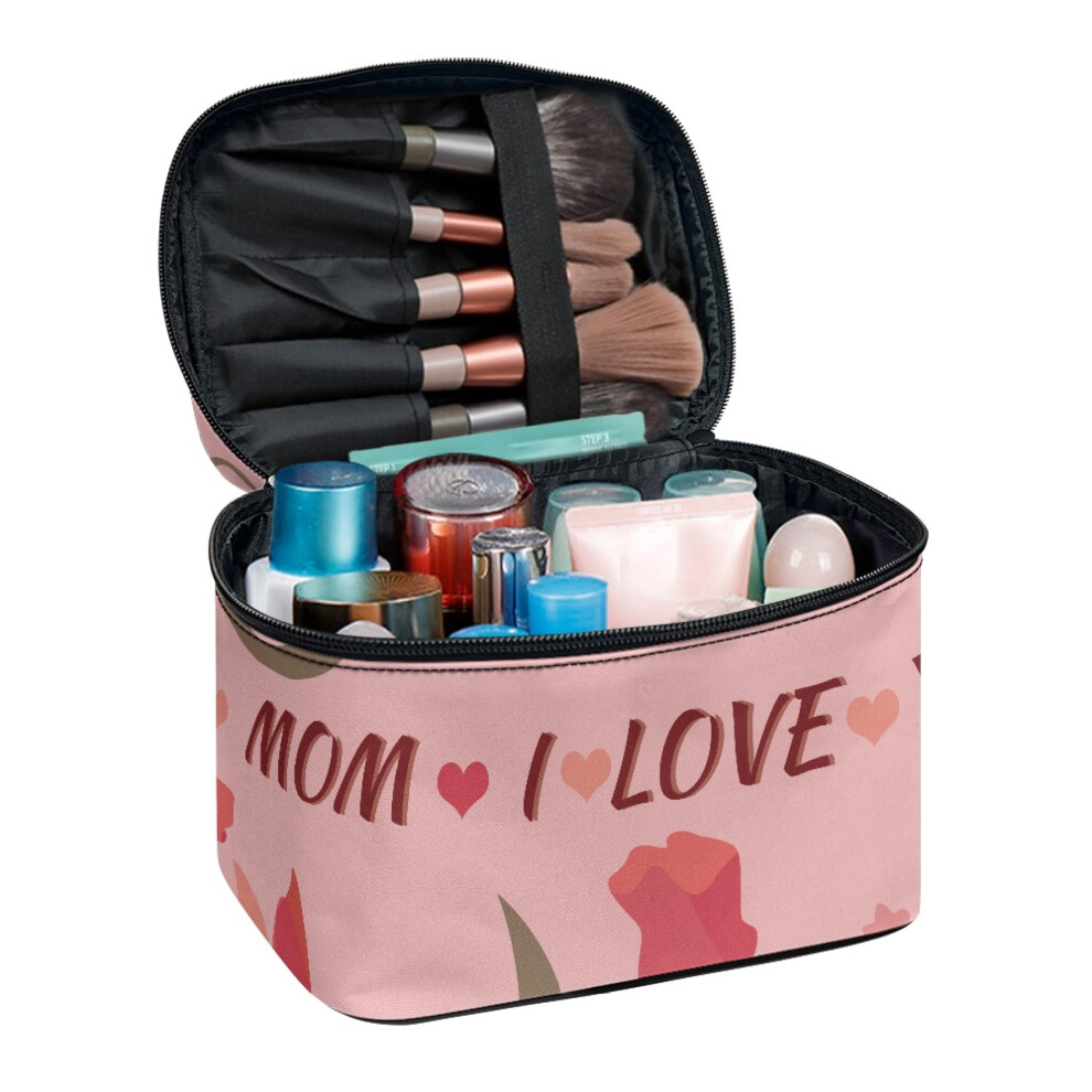 Women Travel Makeup Bag Organizer 8.86 x 6.5 x 5.9 Inches Happy Mother's Day, Handy Travel Make Up Organizer Gift