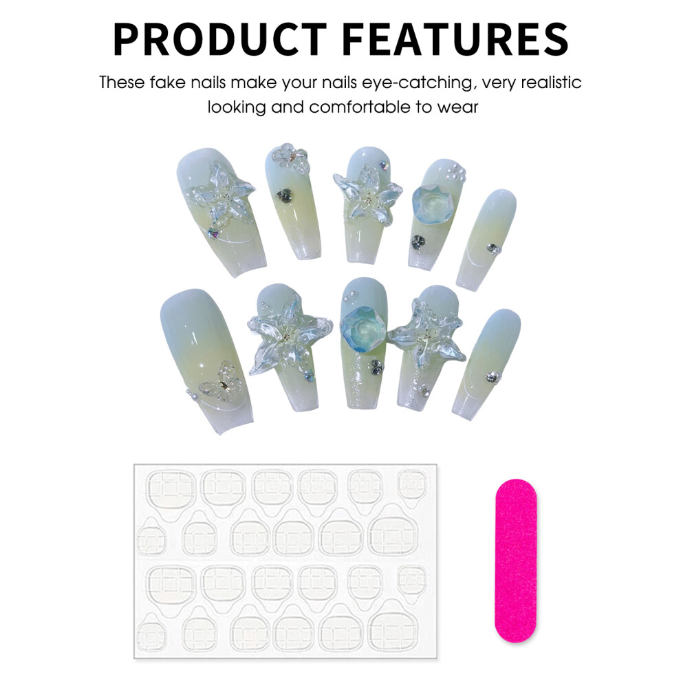 Dachuang Beauty Green (M) Gradient False Nails - Reusable Salon Nail Art