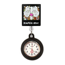 Acrylic Quicksand Stars Retractable Badge Holder with FOB Pocket Watch for Nurses & Doctors – Clip-on Lapel Badge Reel