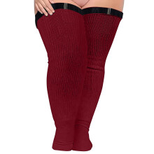 Women's Plus Size Over-Knee Compression Socks, Extra Long & Thick Cotton Thigh Socks with No-Slip Elastic Belt – Compatible with C A